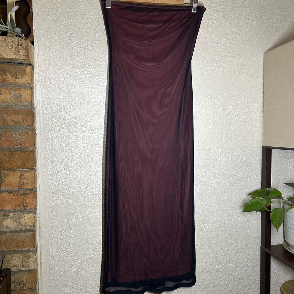 wild fable Sheer Tube Wine Dress